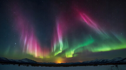 aurora borealis over the sky, ai generated