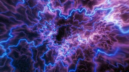 Poster - Electrifying cosmic nebula with vibrant colors and starry background, abstract space concept