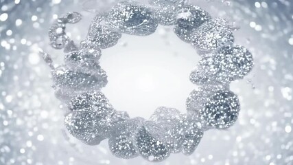 Fototapete - A mesmerizing arrangement of shimmering particles swirling in a circular pattern creates a striking visual effect. The bright background enhances the enchanting motion in this ethereal display.