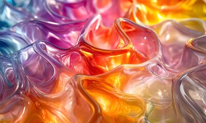 Poster - Colorful Abstract Glass Waves With Vibrant Hues And Translucent Textures Abstract Art