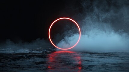 Aufkleber - A 3D rendering of an abstract technology product is set against a backdrop of glowing sci-fi circle circuits and a HUD on a blue dotted data and microchip background