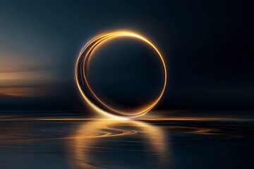 Poster - Abstract circular interface background in blue and yellow, available as stock