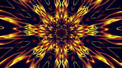 Fototapete - vibrant kaleidoscope pattern with fiery colors, abstract digital art. modern design and creativity c
