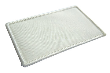 Poster - Blank rectangular fabric patch mockup with stitched border on white background, perfect for branding design. Png file on transparent background.