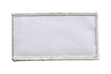 Poster - Blank rectangular fabric patch mockup with stitched border on white background, perfect for branding design. Png file on transparent background.