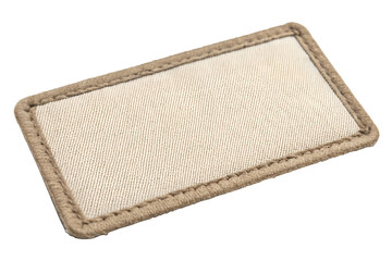 Poster - Blank rectangular fabric patch mockup with stitched border on white background, perfect for branding design. Png file on transparent background.