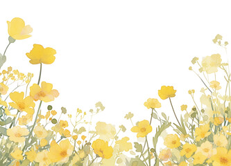 Sticker - PNG Yellow floral watercolor background illustration