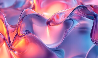 Poster - Abstract translucent waves of pink, purple, and blue create a fluid dynamic pattern