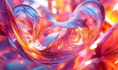 Poster - Abstract fluid shapes with luminous texture and bokeh effect background