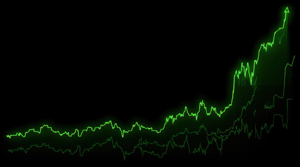 Poster - glowing green financial graph showing upward trend, symbolizing growth and success in investments
