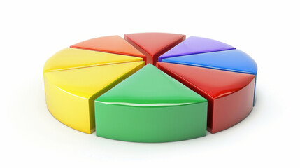 Poster - Colorful pie chart segments arranged in circular shape, showcasing vibrant colors like red, green, yellow, blue, and purple. This represents data visualization and analysis