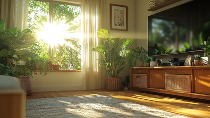 Wall Mural - Sunny Living Room with Plants