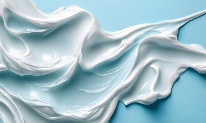 Poster - abstract flowing white cream with light blue background abstract texture design