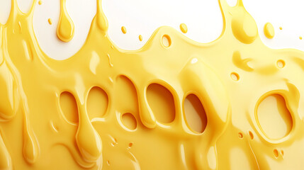 Wall Mural - Close-up of flowing melted yellow cheese with smooth texture and droplets, symbolizing richness, indulgence, and creamy, melted dairy goodness.