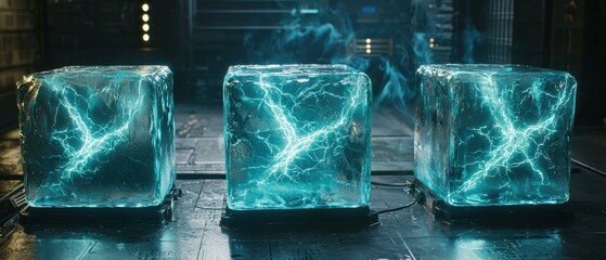 Wall Mural - Frozen energy cubes. AI.