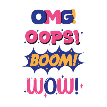 Retro Short Phrases Icon Set  Vector Design.