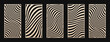 © Olgastocker - Laser cut panel set. Vector template with abstract geometric patterns, liquid lines, wavy stripes, fluid shapes. Decorative stencil for CNC, laser cutting of wood, metal, paper. Aspect ratio 1:2