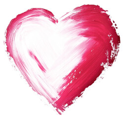 Canvas Print - PNG A red-pink heart painted with brush strokes illustration symbol colors.