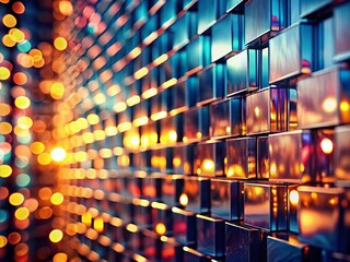 Poster - Illuminated Metallic Panels with Soft Bokeh Background - Abstract Tech Texture