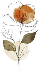 Poster - png single-line aesthetic flower art minimalist graphics.