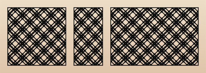 Aufkleber - Laser cut pattern. Vector template with geometric ornament in Oriental style, lattice, grid. Stencil for CNC, laser cutting of metal, wood, plywood, paper, decorative panel. Aspect ratio 1:1, 1:2, 3:2
