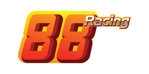 Wall Mural - Racing number, racing start number, sports racing number 88 with orange color and racing writing