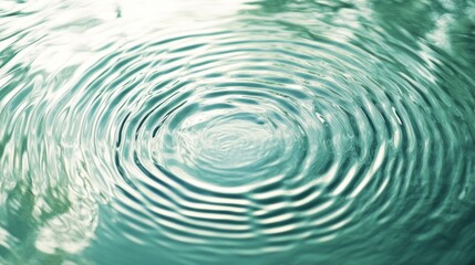 Poster - Gentle water ripples dance across a soft green canvas, reflecting the surrounding calm environment. Sunlight filters through nearby trees, creating a serene ambiance