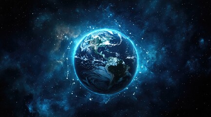 Wall Mural - Earth in the vast cosmos, celestial energy surrounds the planet