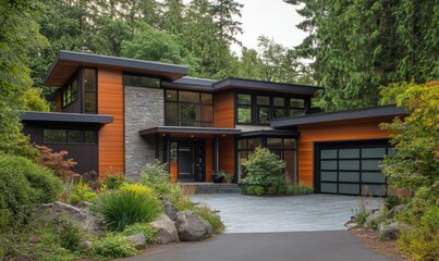 Wall Mural - Clean lines define this modern house exterior