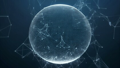 Poster - Abstract sphere background with plexus effect. 3D surface. Generated image