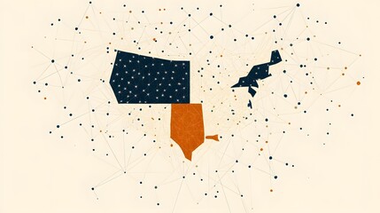 Poster - Abstract Illustration of United States with Geometric Connections