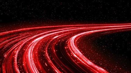Poster - Red Light Trails with Starry Background in Abstract Art Style