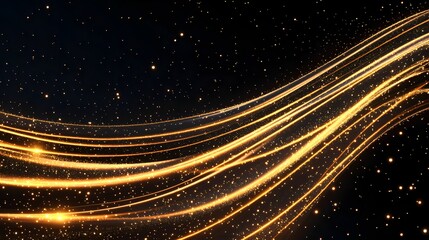 Poster - Stunning Golden Light Trails in Dark Starry Background
