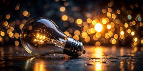 Wall Mural - Low Light Bulb Idea Inspiration: Glowing Filament & Shadow Play