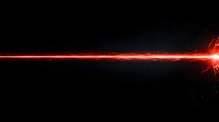 Poster - Bright Red Laser Beam Rushing Across Dark Background in Motion