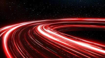 Fototapete - Vibrant Red Light Trails in Space Creating Dynamic Motion Artwork