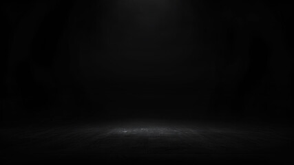 Wall Mural - black background with spotlight to stone ground. dark interior background