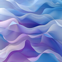 Poster - an abstract composition with smooth wave-like forms in delicate shades of blue, violet and lilac.  