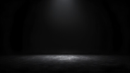 Wall Mural - black background with spotlight to stone ground. dark interior background