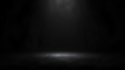 Wall Mural - black background with spotlight to stone ground. dark interior background