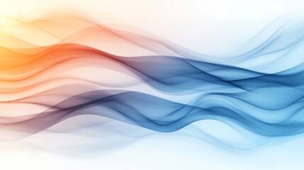 Wall Mural - Abstract image of flowing, translucent waves in shades of blue, orange, and white.  A calming and ethereal design.