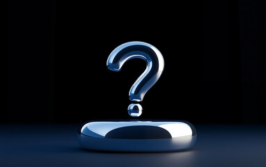 Fototapete - Question mark graphic design symbol on dark background. Shiny question mark on stand graphic design. Question mark symbol for web design
