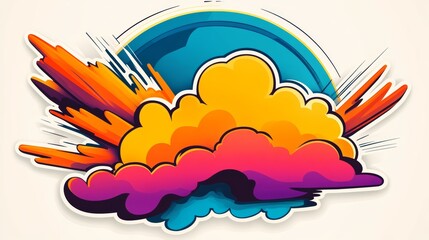 Sticker - Vibrant explosion of color! This digital illustration bursts with energy and creativity, featuring a dynamic cloud formation in bold hues.