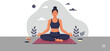 © Royal Ability - Woman meditating in a serene environment with minimalistic design elements vector illustration