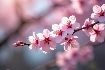 Wall Mural - Dainty cherry blossom branches swaying gently, cherry blossom, branch, blossoms