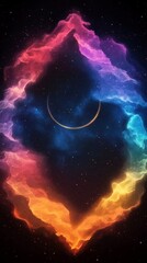 Wall Mural - Cosmic swirl of vibrant hues embraces a celestial ring, a mesmerizing dance of light and color in the vast expanse of space.