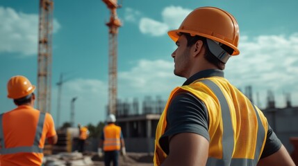 Poster - A construction worker wearing a yellow vest