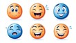 © Vertigo Images - A set of six vibrant emojis expressing various emotions, ranging from happy laughter to joyful tears.