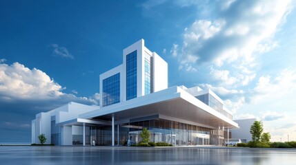 Aufkleber - A large white building with a glass roof and a large glass window