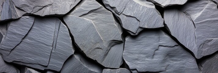 Poster - A close up of a rock wall with many different sized rocks